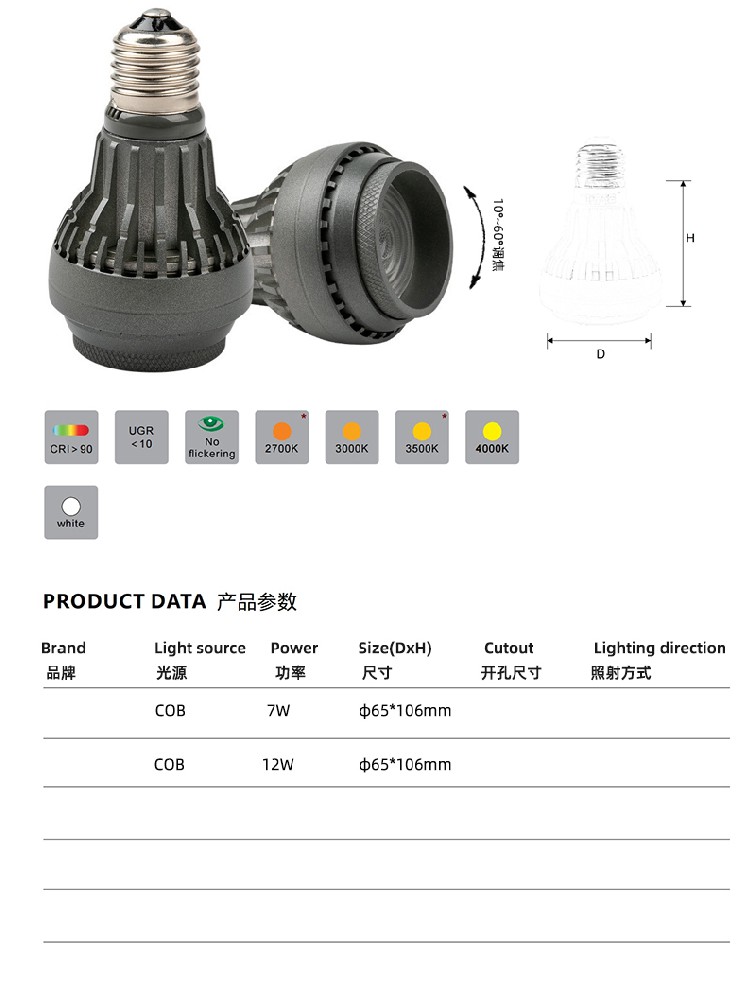 餐飲店(diàn)光源10°~60°調焦款